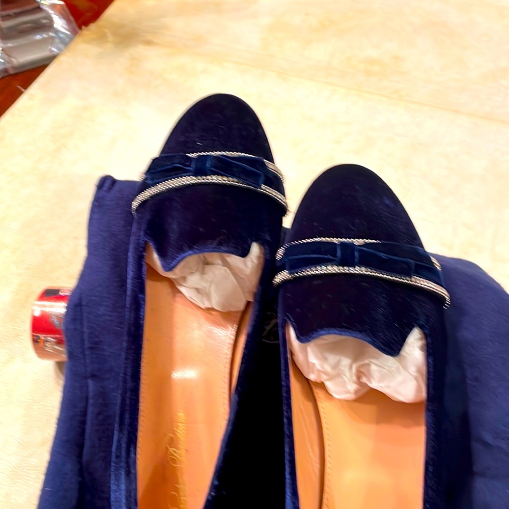 Navy Velvet Flat with sequins size 8 1/2